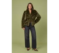 Urban Bliss Faux Fur Jacket In Khaki Khaki