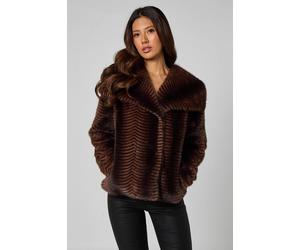 Urban Bliss Faux Fur Stripe Jacket In Brown Brown