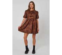 Urban Bliss Faux Suede Animal Mini Dress In Brown Brown