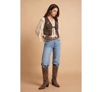 Urban Bliss Faux Suede Embroidered Waistcoat In Tan Tan
