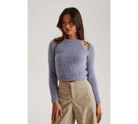 Urban Bliss Fluffy Cut Out Cropped Jumper In Pale Blue Pale Blue