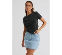 Urban Bliss Frayed Charcoal Washed Ribbed Tee - 8