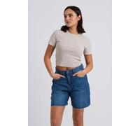 Urban Bliss Frayed Neutral Washed Ribbed Tee - 14