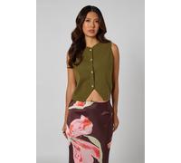 Urban Bliss Green Floral Button Front Vest - Green - L