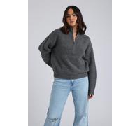 Urban Bliss Grey Ribbed Oversized Half Zip Jumper - S