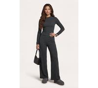 Urban Bliss Jersey Striped Wide Leg Trouser Grey - 8
