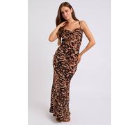Urban Bliss Leopard Satin Cowl Maxi Dress In Brown Brown 14
