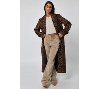 Urban Bliss Leopard Wool Formal Coat In Brown Brown 8