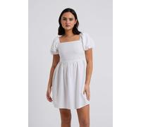 Urban Bliss Linen Blend Lace Up Mini Smock Dress - 8