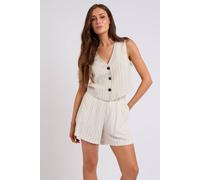 Urban Bliss Linen-Blend Pinstripe Waistcoat In Stone Stone 12