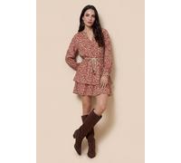 Urban Bliss Metallic Animal Mini Dress In Burnt Orange Burnt Orange