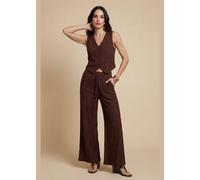 Urban Bliss Metallic Wide Leg Trouser Chocolate - 18