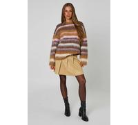 Urban Bliss Neutral Brushed Stripe Oversized Jumper - L