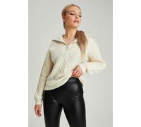 Urban Bliss Oatmeal Cable Half Zip Jumper - S