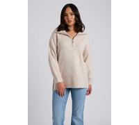 Urban Bliss Oatmeal Plain Oversized Half Zip - S