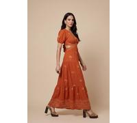 Urban Bliss Open Back Tiered Maxi Dress In Burnt Orange Burnt Orange