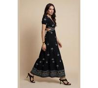 Urban Bliss Open Pen Back Tiered Maxi Dress Black Pattern - 16
