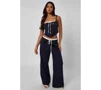 Urban Bliss Pinstripe Double Waistband Low Rise Trouser - 14
