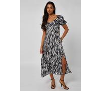 Urban Bliss Printed Ruched Sleeve Midaxi Dress In Grey Grey 10