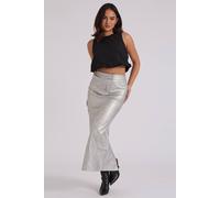 Urban Bliss Pu Split Back Maxi Skirt In Silver Silver 12