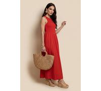 Urban Bliss Red Ribbed Cotton Poplin Dress - 12