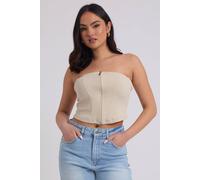 Urban Bliss Rib Zip Up Corset In Cream Cream