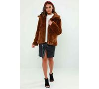 Urban Bliss Sadie Brown Borg Faux Fur Collar Jacket - M