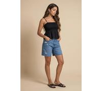 Urban Bliss Shirred Broderie Top Black - 12