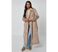 Urban Bliss Stone Faux Suede Trench Coat - 14