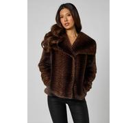 Urban Bliss Stripe Faux Fur Jacket - 8