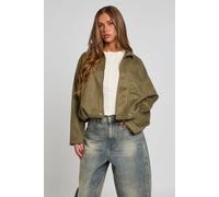 Urban Bliss Suede Collared Bubble Hem Jacket In Khaki Khaki 10