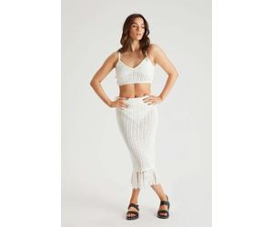 Urban Bliss Tassel Open Stitch Top & Midi Skirt - 10