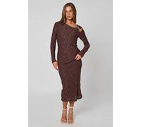 Urban Bliss Textured Cut Out Midi Dress In Brown Brown