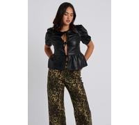 Urban Bliss Tie Front PU Top - 12