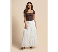 Urban Bliss White Broderie Trim Maxi Skirt - 14