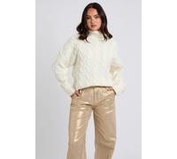 Urban Bliss White Cable Roll Neck Jumper - L