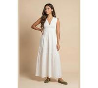 Urban Bliss White Cotton Poplin Ruched Maxi Dress - 14