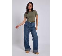 Urban Bliss Wide Leg Turn Up Jean In Mid Blue Mid Blue 8