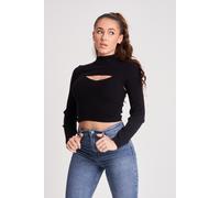 Urban Bliss Women's 2in1 Long Sleeve Crop Jumper & Vest Set in Black | Size: 8 Urban Bliss Black 8