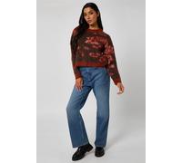 Urban Bliss Women's Brown Abstract Brushed Yarn Print Jumper in Red | Size: Medium Urban Bliss Red M