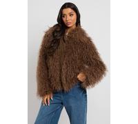Urban Bliss Women's Brown Faux Fur Mongolian Coat | Size: 10 Urban Bliss Brown 10
