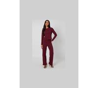 Urban Bliss Women's Burgundy Ribbed Wide Leg Trouser | Size: 8 Urban Bliss Burgundy 8