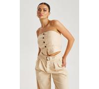 Urban Bliss Women's Button Front Corset Top in Beige | Size: Large Urban Bliss Beige L