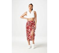 Urban Bliss Women's Cheyenne Ruched & Tie Midi Skirt in Red | Size: 8 Urban Bliss Red 8