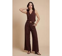 Urban Bliss Women's Chocolate Metallic Wide Leg Trouser | Size: 16 Urban Bliss Chocolate 16