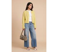 Urban Bliss Women's Chocolate Wool Blend Cropped Soft Knit Cardigan in Lime | Size: Medium Urban Bliss Lime M