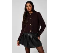 Urban Bliss Women's Chocolate Wool Blend Cropped Soft Knit Cardigan | Size: Large Urban Bliss Chocolate L