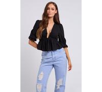 Urban Bliss Women's Colette U Bar Empire Peplum Blouse in Black | Size: 10 Urban Bliss Black 10