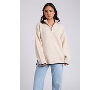Urban Bliss Women's Contrast Half Zip Jumper in Beige | Size: Small Urban Bliss Beige S