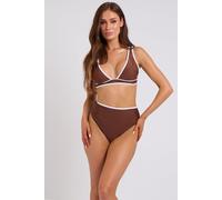 Urban Bliss Women's Contrast Plunge Bikini Top in Brown | Size: 14 Urban Bliss Brown 14